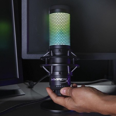 HyperX QuadCast S Microphone -36dB Two-Way Stereo Cardioid Omni-Directional Black | Superior Sound Quality & Performance